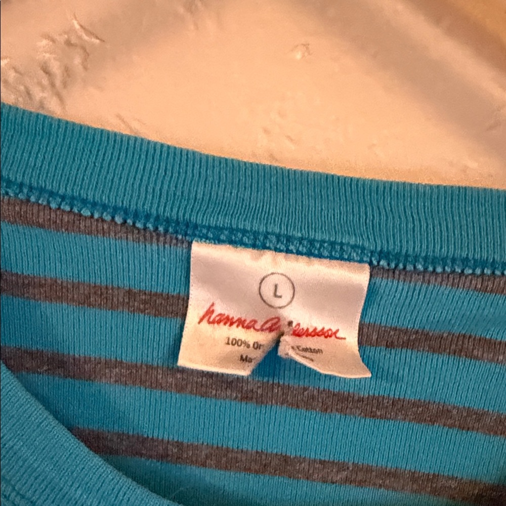 Hanna Andersson Teal and Gray Striped Pajama Set - Picture 5 of 8